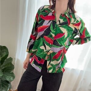 Colorful silk 80s vintage blouse